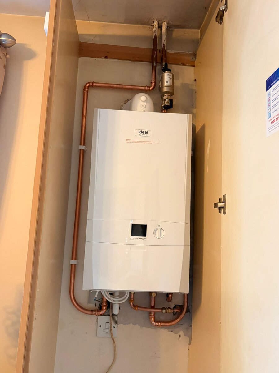New gas boiler with tidy copper pipework